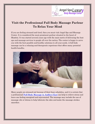 Full Body Massage in Andheri East