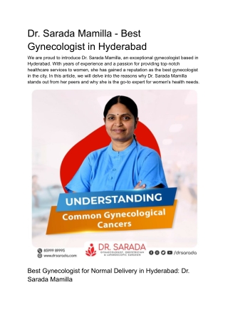 Dr. Sarada Mamilla - Best Gynecologist in Hyderabad