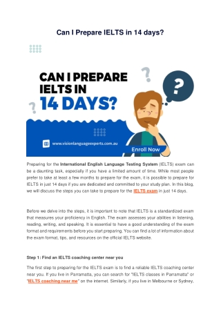 Can I Prepare IELTS in 14 days?