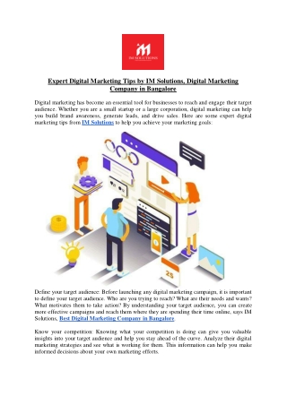 Expert Digital Marketing Tips by IM Solutions, Digital Marketing Company in Bangalore