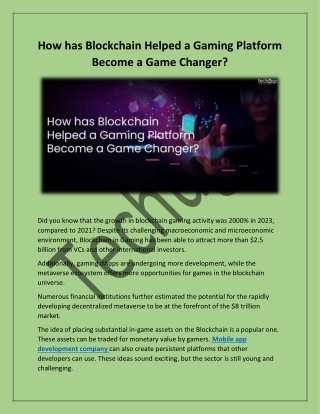 Blockchain Helped a Gaming Platform