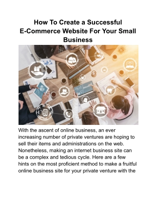 How To Create a Successful E-Commerce Website For Your Small Business