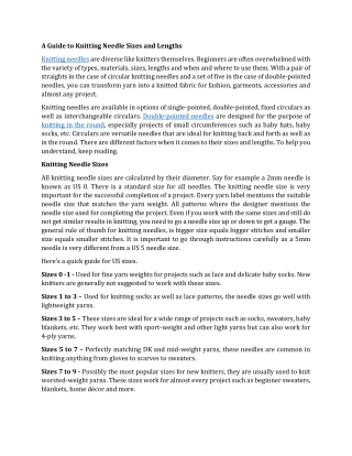 A Guide to Knitting Needle Sizes and Lengths