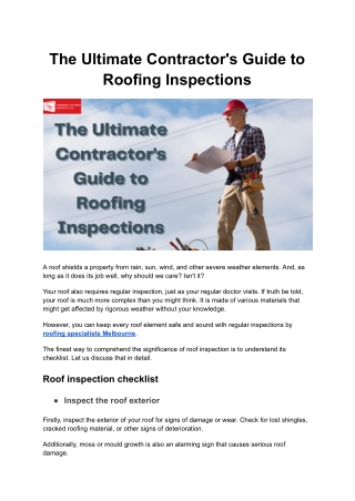 The Ultimate Contractor's Guide to Roofing Inspections