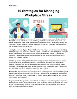 10 Strategies for Managing Workplace Stress