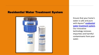 Residential Water Treatment System