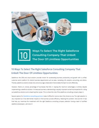 10 Ways To Select The Right Salesforce Consulting Company That Unbolt The Door Of Limitless Opportunities