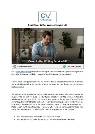 Best Cover Letter Writing Service UK