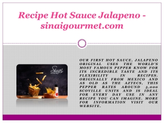 Recipe Hot Sauce Jalapeno - sinaigourmet.com