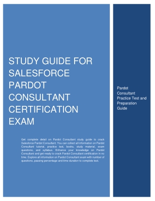 Study Guide for Salesforce Pardot Consultant Certification Exam