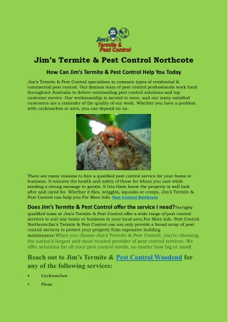 JimPest Control Northcote