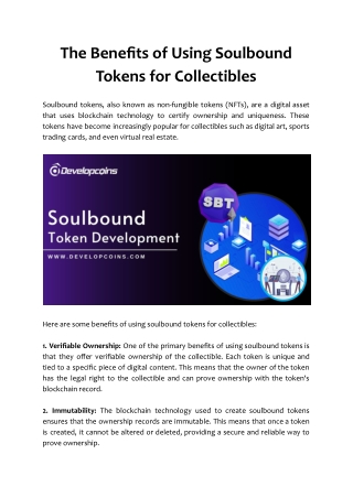 The Benefits of Using Soulbound Tokens for Collectibles