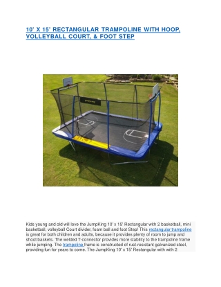 RECTANGULAR TRAMPOLINE WITH HOOP, VOLLEYBALL COURT, & FOOT STEP