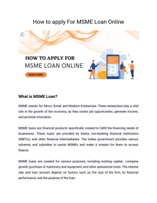 How to apply For MSME Loan Online?