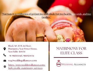 Matrimony for Elite Class Families