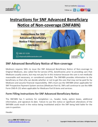 Instructions for SNF Advanced Beneficiary Notice of Non-coverage (SNFABN)