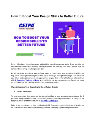 How to Boost Your Design Skills to Better Future