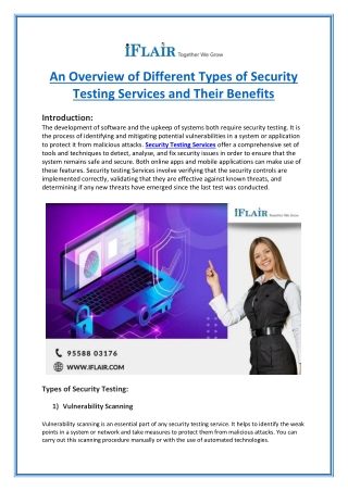 An Overview of Different Types of Security Testing Services and Their Benefits