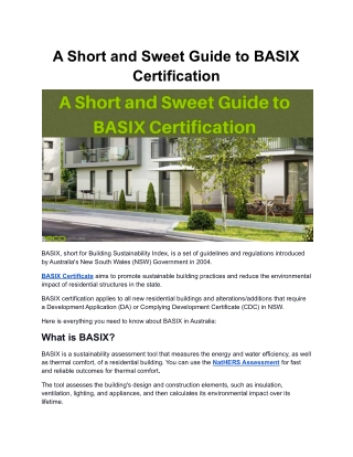 A Short and Sweet Guide to BASIX Certification