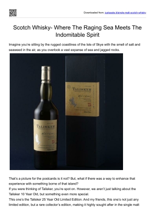 Scotch Whisky- Where The Raging Sea Meets The Indomitable Spirit