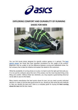 Exploring Comfort and Durability of Runing Shoes for Men