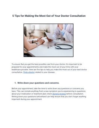 5 Tips for Making the Most Out of Your Doctor Consultation