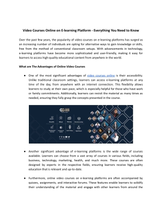 Video Courses Online on E-learning Platform - GuniGuru
