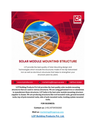 Best solar module mounting structure manufacturer in Assam