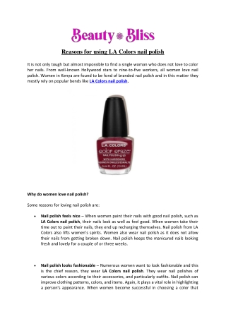 Reasons for using LA Colors nail polish