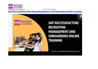 Sap SuccessFactors Recruiting Management and Onboarding Online training