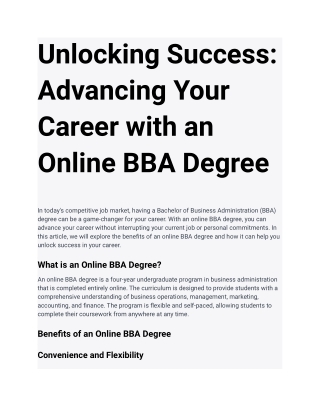 Unlocking Success_ Advancing Your Career with an Online BBA Degree