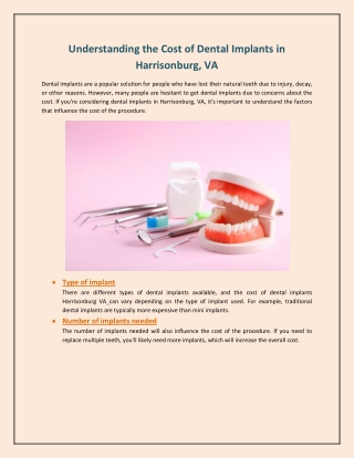 Understanding the Cost of Dental Implants in Harrisonburg, VA