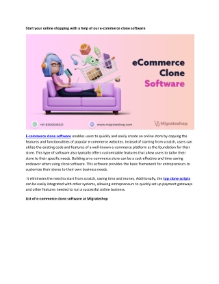 Start your online shopping with a help of our e-commerce clone software