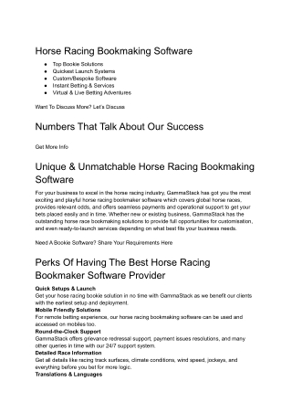 Horse Racing Bookmaking Software  | GammaStack