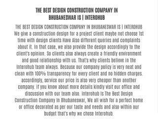 THE BEST DESIGN CONSTRUCTION COMPANY IN BHUBANESWAR IS | INTEROHUB