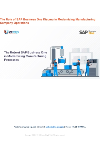 The Role of SAP Business One Kisumu in Modernizing Manufacturing Company Operati