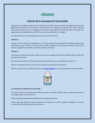 Vitamin K2 is necessary for bone health