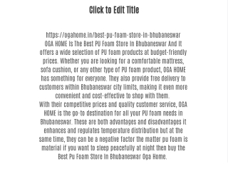 ARE THE BEST PU FOAM STORE IN BHUBANESWAR BUDGET-FRIENDLY | OGA HOME