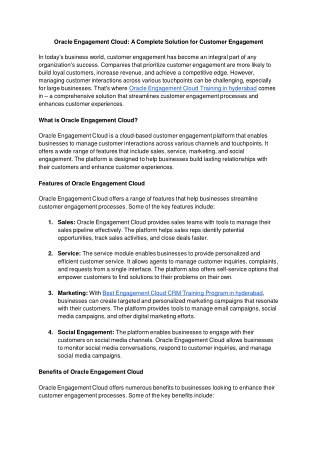 Best Oracle Engagement Cloud Training Institute in Hyderabad