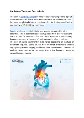 Cardio treatment Cost In India