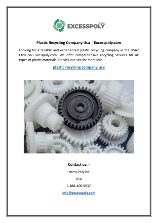 Plastic Recycling Company Usa  Excesspoly.com