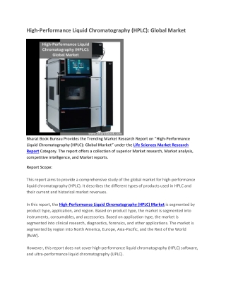 High-Performance Liquid Chromatography (HPLC), Global Market