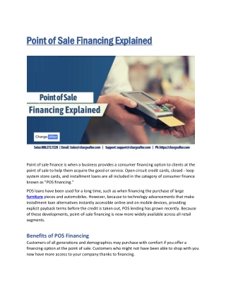 Point of Sale Financing Explained