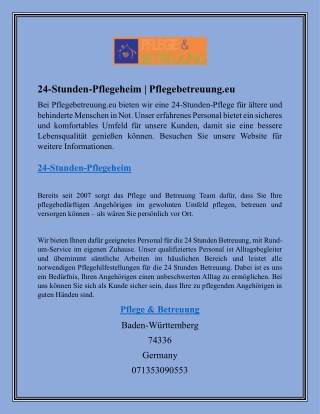 24-Stunden-Pflegeheim  Pflegebetreuung.eu