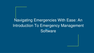 Emergency Management Software