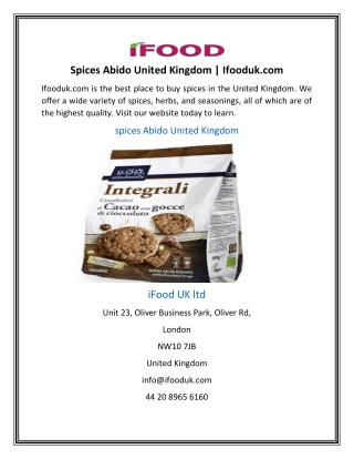 Spices Abido United Kingdom | Ifooduk.com