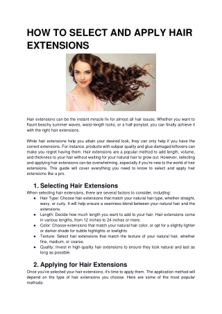 HOW TO SELECT AND APPLY HAIR EXTENSIONS