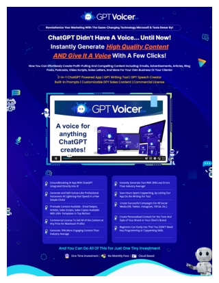 GPTVoicer - Generates Engaging Text, Voiceovers, & Video at Lightning-Fast Speed and Unmatched Accuracy!