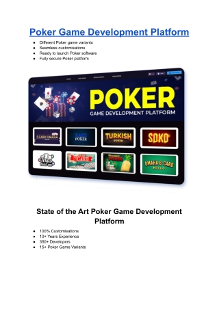 Poker Game Development Platform