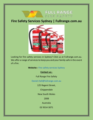 Fire Safety Services Sydney  Fullrange.com